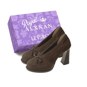 Alxnan Коричневые туфли Мэри Джейн на катушчатом каблуке с коробкой, цвет Brown+Box