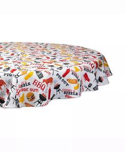 Скатерть для улицы с принтом «BBQ Fun» и застежкой-молнией, 60 дюймов, круглая Design Imports, красный