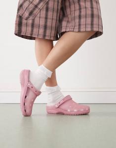 Классические матовые сабо Crocs розового цвета