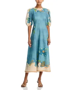 Льняное платье миди Luda Alémais, синий