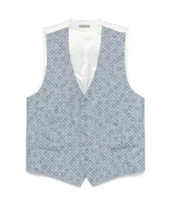 Синий жаккардовый жилет с пуговицами спереди Lady Anne, синий