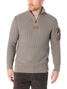 Пуловер Timezone Strickpullover 3D-Schachbrettmuster Ärmeltasche, бежевый