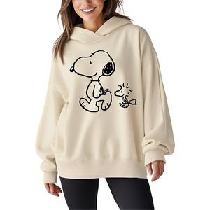 Женский оверсайз худи с принтом Peanuts Snoopy & Woodstock Licensed Character, Cream