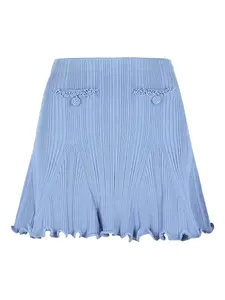 Мини-юбка с расклешённым подолом Self-Portrait, синий
