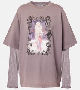 Футболка из хлопка Edra Acne Studios, Dark Mauve