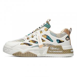 Нескользящие, износостойкие, дышащие низкие повседневные туфли для мужчин BINGO DUCK, White Blue