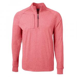 Мужской пуловер с молнией на четверть Cutter & Buck Adapt Eco Knit Heather, цвет Cardinal Red Heather