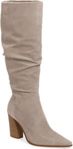 Женские сапоги PiePieBuy из искусственной замши до колена с острым носком, высокой массивной подошвой и боковой молнией, для вечернего платья