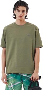 Футболка LACOSTE с принтом на спине. Базовая футболка для мужчин, хаки