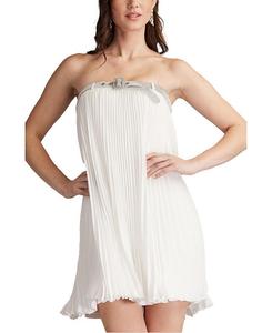 Джемни плиссированное шифоновое платье-трапеция мини Tadashi Shoji, белый