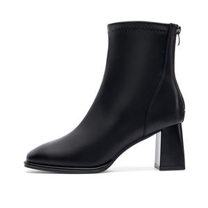 ZHR Черные короткие плюшевые женские ботильоны в цвете черный/молочный чай/бежевый, цвет Black Short Plush