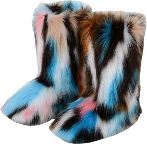 Детские зимние сапожки с искусственным мехом, теплые и пушистые Auhoho, Colorful 14