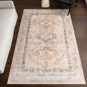 nuLOOM Bathsheba Medallion ковер 275 x 290 см для гостиной, спальни, столовой и кухни, машинная стирка, персиковый/серый