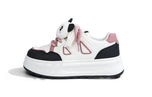 RENBEN Женские легкие скейтерские кроссовки на платформе с амортизацией бело-черные, цвет White Black