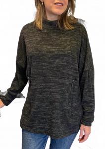 Топ с высоким воротником и молнией в черном цвете Ariella