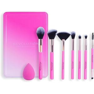 Подарочный набор Makeup Revolution The Brush Edit: 7 кистей для глаз, хайлайтера и лица, 1 спонж для растушевки