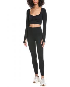 Комплект MARION из 2 предметов: укороченный топ и леггинсы для йоги, черный