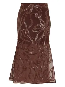 Юбка миди с пайетками Brunello Cucinelli, коричневый