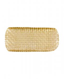 Большой прямоугольный поднос Rufolo с плетеной корзиной VIETRI, золото