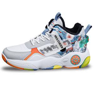 Black-tailed deer Амортизирующие противоскользящие износостойкие баскетбольные кроссовки Black Tailed Deer с высоким верхом унисекс белые с синей флисовой подкладкой