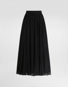 Расклешенная юбка из шифона с завышенной талией Dolce & Gabbana, черный