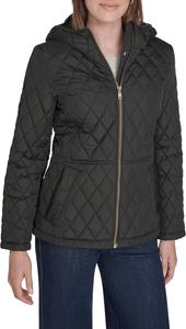 Женская стеганая куртка Tommy Hilfiger с длинным рукавом и застежкой-молнией, Black