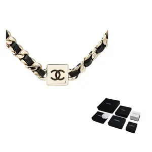 CHANEL Кожаное кожаное ожерелье Women's Black/Gold