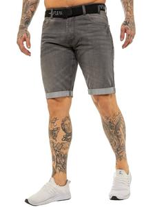 Мужские джинсовые шорты с поясом серые Enzo, серый