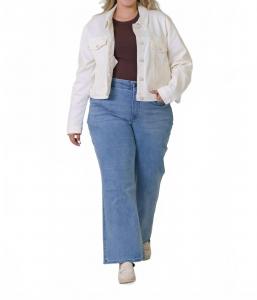 Приталенная куртка на пуговицах плюс размера в облачно-белом цвете GOOD AMERICAN