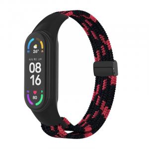 CHENSONG Часы Strap Xiaomi Compatibility Nylon Material, Integrated Case/Nylon Woven [Black with Red Accents] Magnetic Buckle Strap