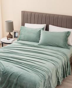 Ультрамягкий и уютный комплект постельного белья из бархатистого плюша с принтом Linery & Co, Sea mist, Twin