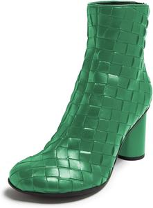 Женские ботильоны YDN Fashion с закрытым носком, молнией сзади, на высоком квадратном каблуке, плетеные, для повседневных и торжественных мероприятий, теплые, размер 4-16 US, Green