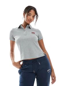 Футболка-поло Superdry Athletic essentials с графическим принтом серого меланжевого цвета