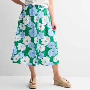 Юбка миди больших размеров с пуговицами спереди Sonoma Goods For Life, цвет green peri floral
