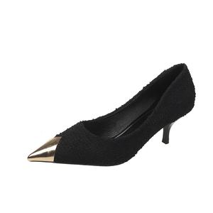 CZRSK Стройные каблуки на высоком каблуке женские - черная замша, цвет Black Suede