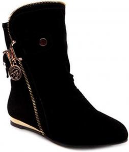 Женские зимние металлические ботильоны VOKLIN на низком каблуке, замшевые, стеганые, с молнией, элегантные короткие ботинки, Black