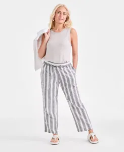 Женские хлопковые брюки со средней посадкой, свободные Style & Co, белый