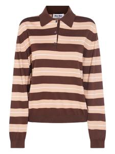Полосатый топ-поло Miu Miu, коричневый
