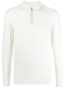 Шерстяная рубашка поло с воротником на молнии Eleventy, белый