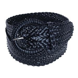 Женский плетеный широкий ремень с соответствующей пряжкой CTM, черный