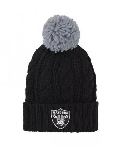 Большие девочки черная шапка Las Vegas Raiders Team Cable Cuffed Knit с помпоном Outerstuff