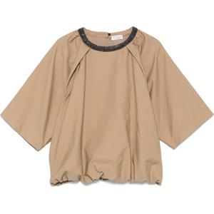 Monili Chain detail Blouse Brunello Cucinelli, Taupe