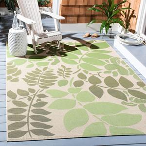 Ковер SAFAVIEH, 244 x 336 см, Courtyard Collection Cream / Green CY7015 для помещений и улицы, водонепроницаемый, легко чистится, для патио, заднего двора, прихожей
