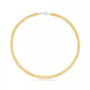 Итальянское двустороннее ожерелье Ross-Simons с омега-кристаллом, 6 мм, из стерлингового серебра и 18-каратного золота поверх стерлингового серебра Ross-Simons, 18 In