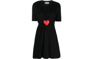 Женское черное короткое платье с рукавами MOSCHINO