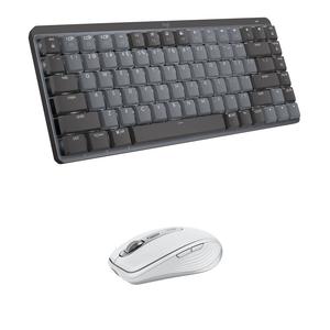 Комплект из беспроводной механической мини-клавиатуры Logitech MX и мыши Anywhere 3S (щелчковая, серая/бледно-серая)