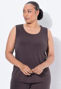 Топ Ulla Popken RUNDHALSAUSSCHNITT , Dark Brown/Mottled Dark Brown