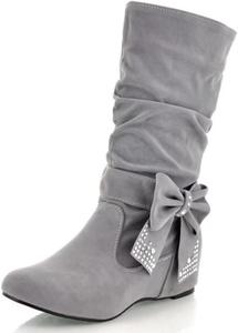 Женские ботильоны средней длины мода, свободного кроя, на плоской подошве, низкий скрытый клин, теплый замш, закрытый носок Alilyol, Grey