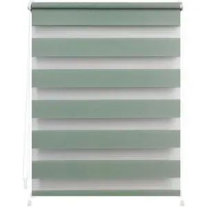 LICHTBLICK ORIGINAL двойные рулонные шторы «Duo Roller Blind Klemmfix, без сверления, с креплением», полупрозрачные, с креплением, легкая установка зажима без сверления. Подходит для окон и дверей, цвет salbei + weiß