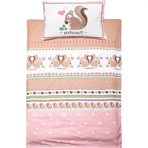 ADELHEID детское постельное белье "Милая Белочка", подушка с белочкой, розовый